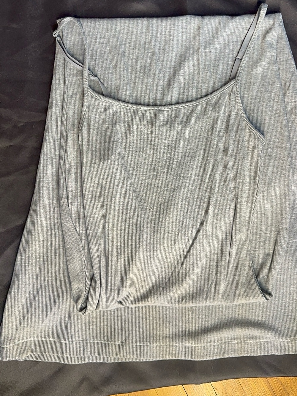 SKIMS Soft Lounge Long Slip Dress Heather Gray Ribbed Maxi Size L - Picture 8 of 13